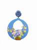 刺繍された花で飾られたフラミンゴブルーのアセテートイヤリング 27.190€ #5034315173AZLN